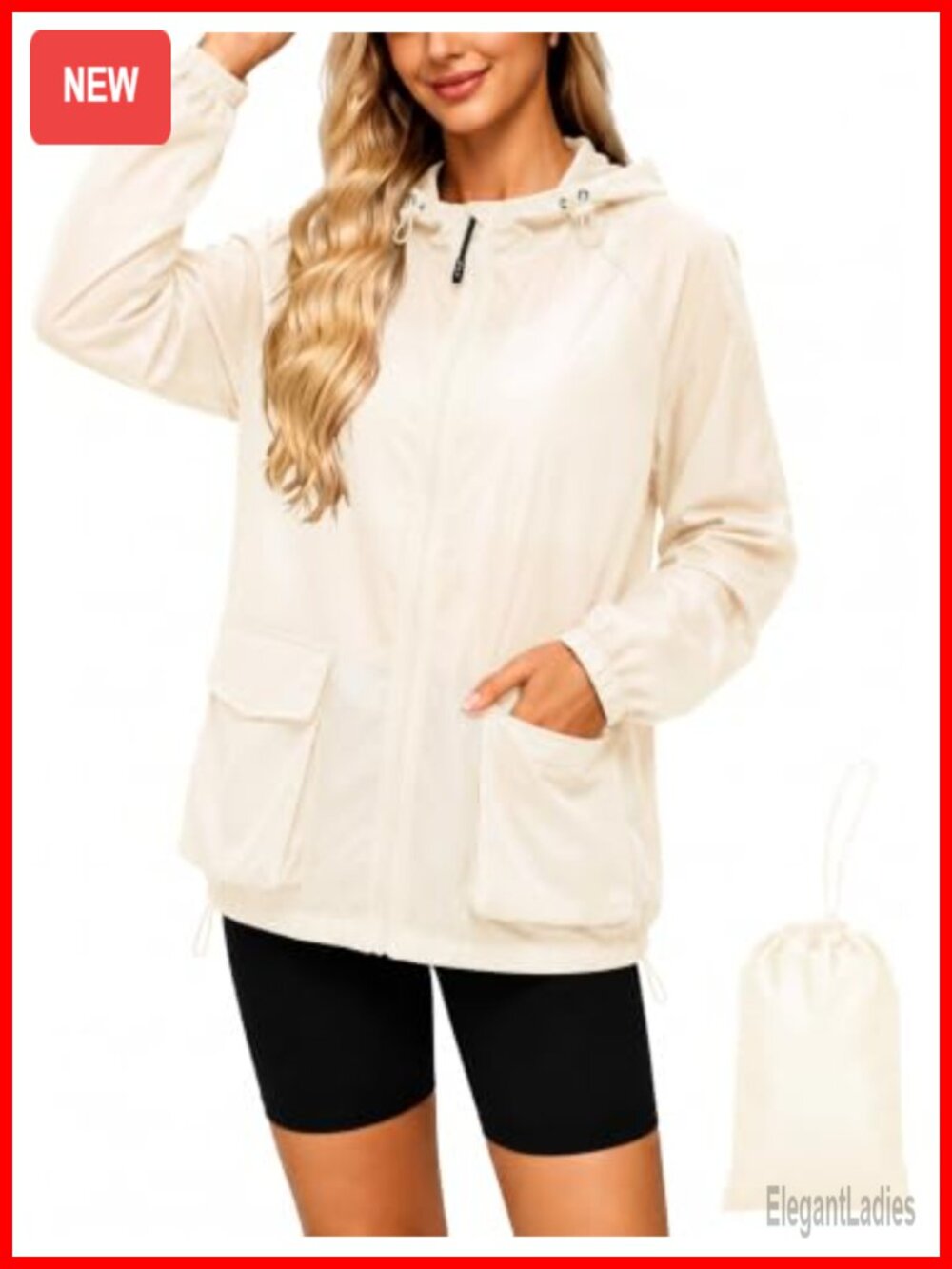 Avoogue Lightweight Waterproof Windbreaker Packable Hooded Rain Jacket
